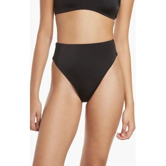 Chelsea28 Women's Easy Retro High Waist Swim Bottoms in Black XS MSRP $45 - Picture 1 of 5
